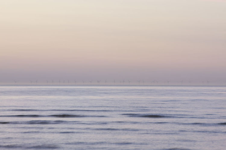 Windfarm in North Norfolk, at the sunset