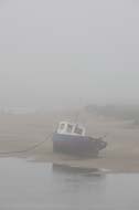 A boat in the mist, Burnham Overy Staithe, Norfolk